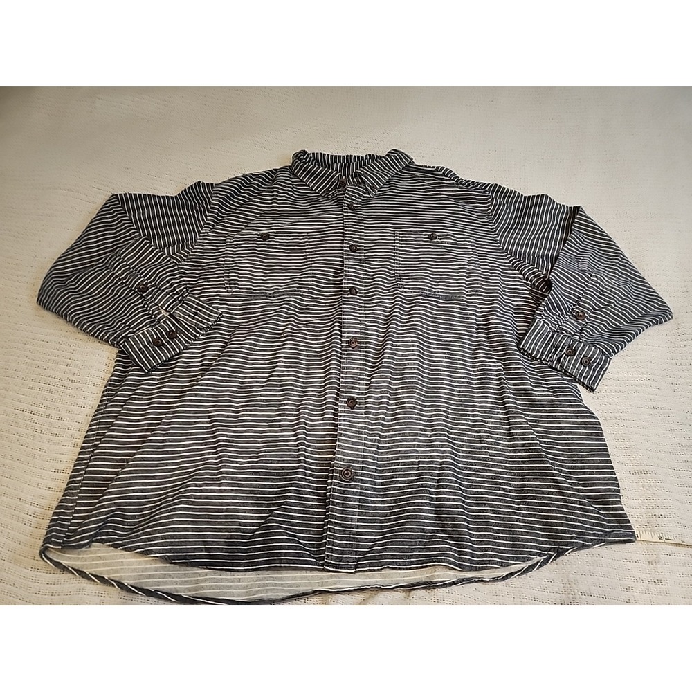 Duluth Trading Co Flannel Shirt Free Swingin' Relaxed Stripe Men's 3XL Big